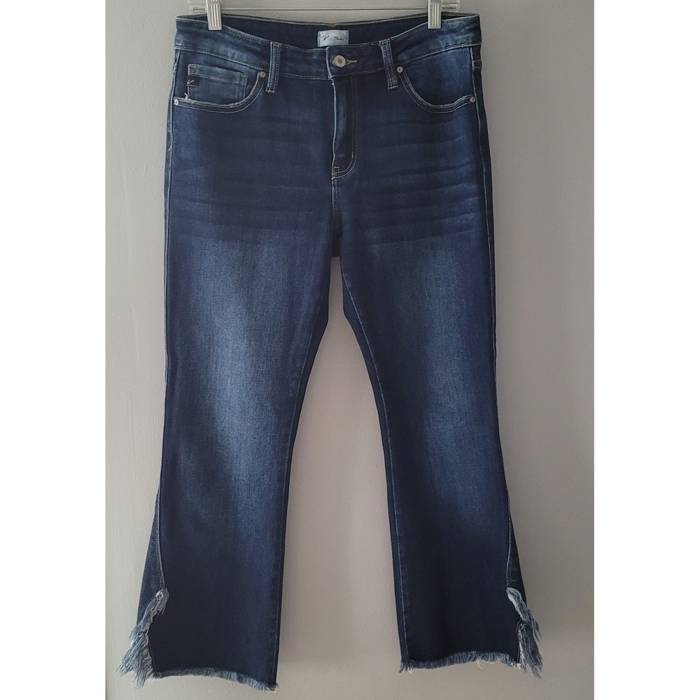 KanCan Womens Jeans Size 11 / 29 High Rise Split Frayed Hem Flare Jeans
